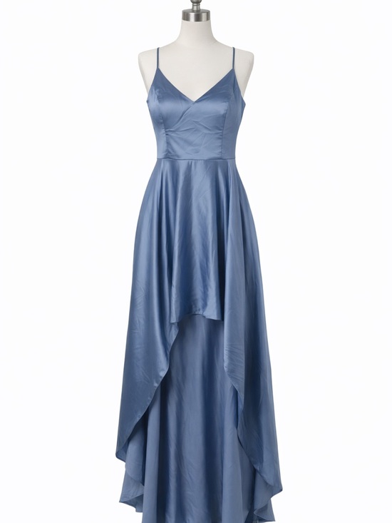 Windsor Dresses & Skirts - Windsor Dusty Blue Satin High-Low Slip Dress